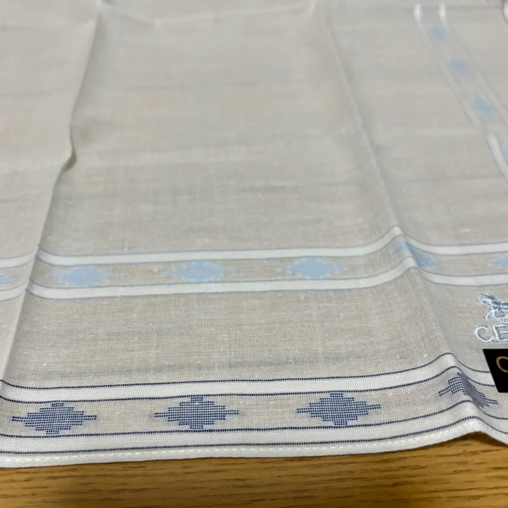 Celine Ivory and Sky Blue Unisex Handkerchief/Bandana 48cm x 47cm